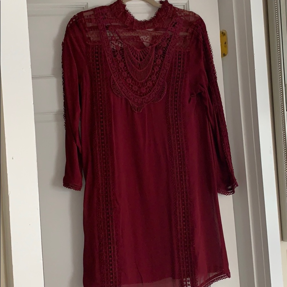 Maroon Top Shop Lace Dress